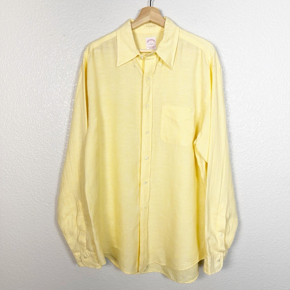 Brooks Brothers 346 Size L Linen The Original Polo Long Sleeve Button Down Shirt